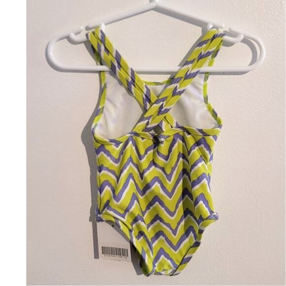 EPK Baby One Piece Swimsuit Zig Zag Chevron Yellow Gray White 12-18M NEW - Picture 2 of 10